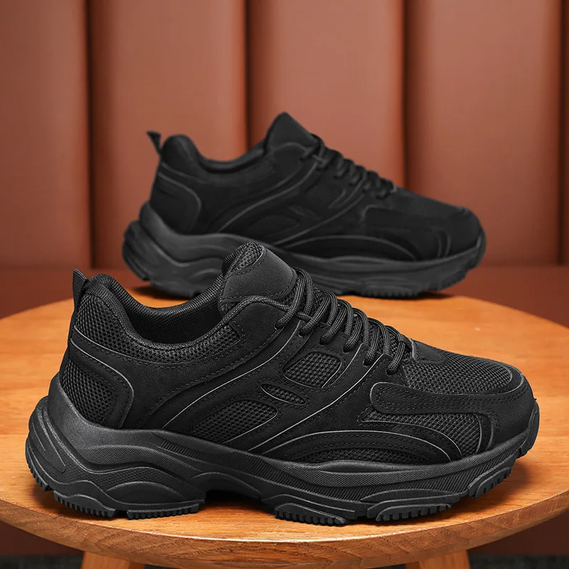 

Men's Running Shoes Black Trendy Casual Shoe Wear resistant Anti slip Platform Sports Sneakers for Men Quality Outdoor Work Shoe