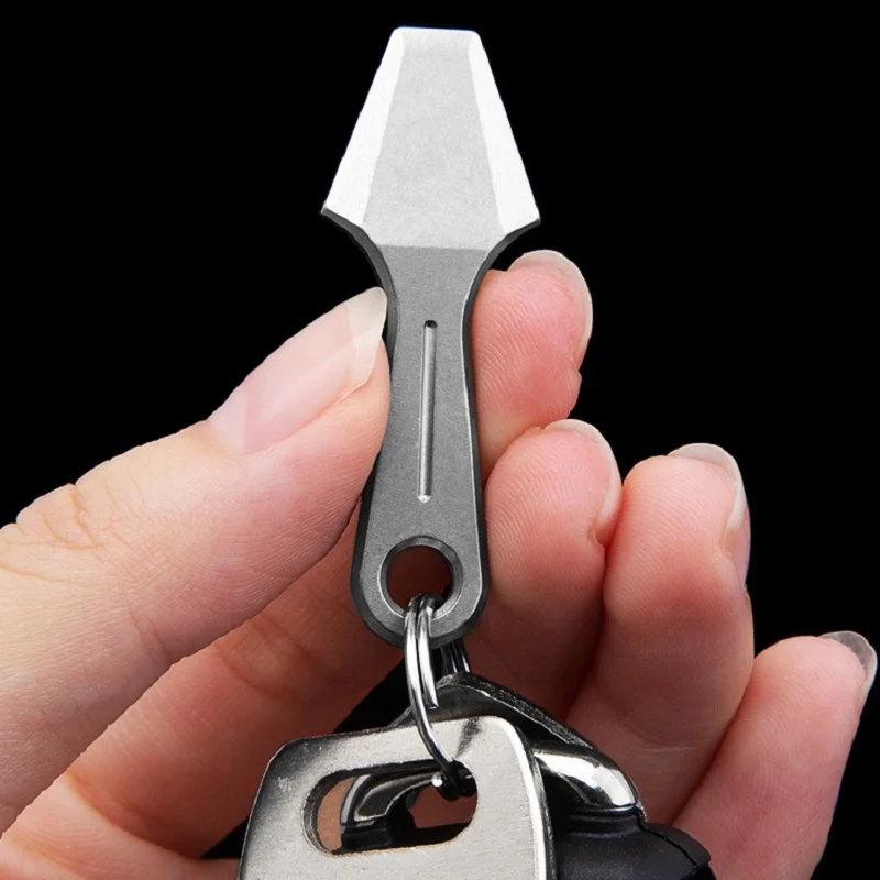 Mini Titanium Alloy Pry Bar keychain, Necklace Pendant Unboxing tool, Portable Multi-functional Self-defense EDC Small Crowbar