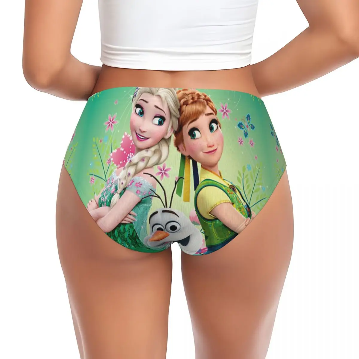 Mutandine elasticizzate traspiranti da donna personalizzate Anna Elsa Princess Frozen Briefs