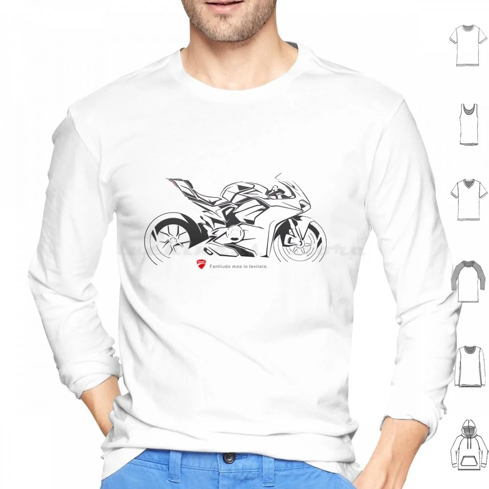 Panigale V4 Hoodie Cotton Long Sleeve Motorcycle Racing Moto Motorbike The Rider Helmet Racer Race 46 Bike Enthusiast