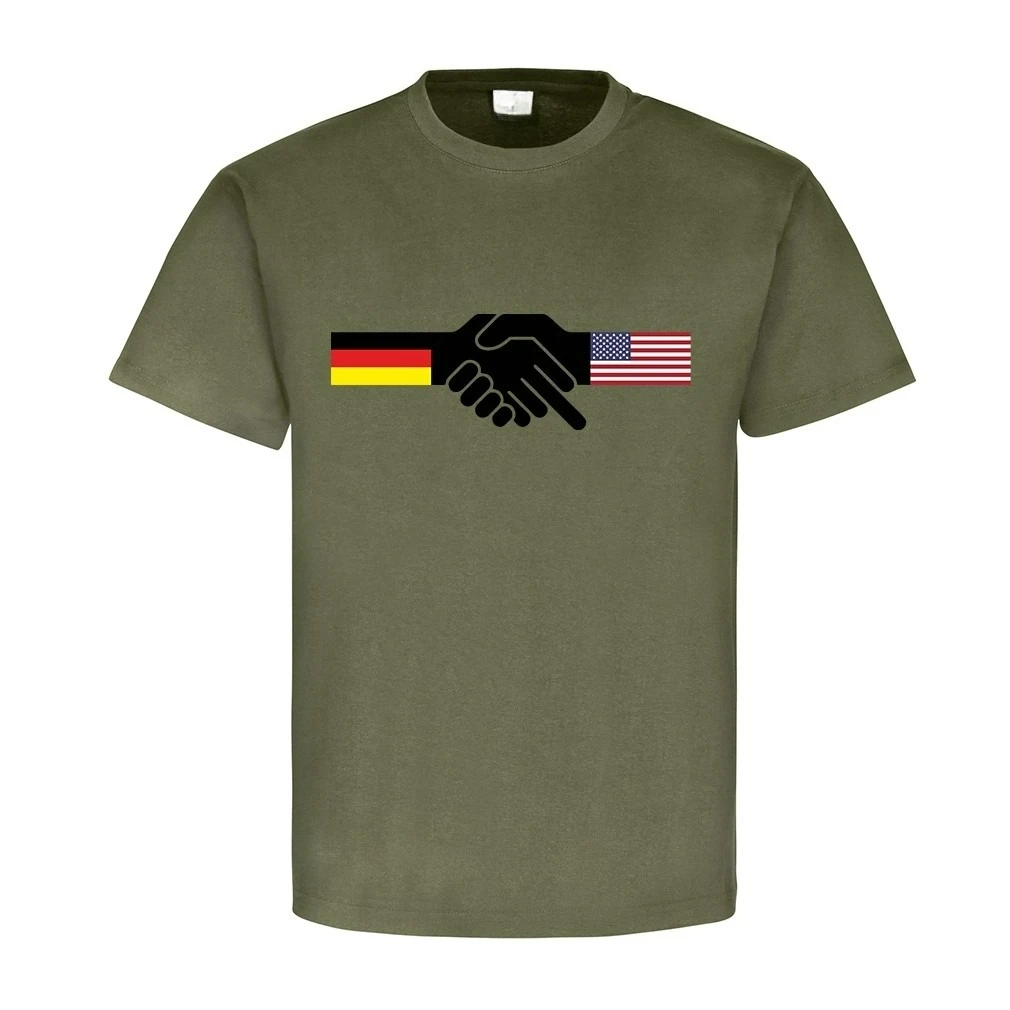 

Friendship Germany USA America Fun design -100% cotton summer short sleeve casual O-neck printed men's T-shirt.