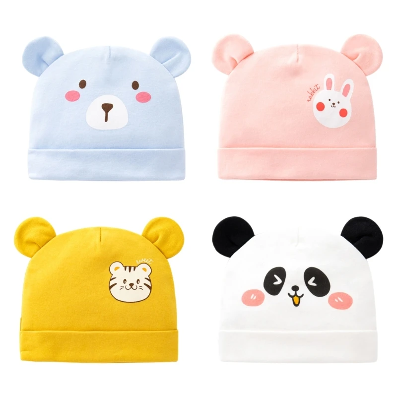 Cotton Newborns Bonnet 0-3 Months Baby Fetal Caps Four Season Infants Hat Head Protectors for Daily Wear & Hospitals