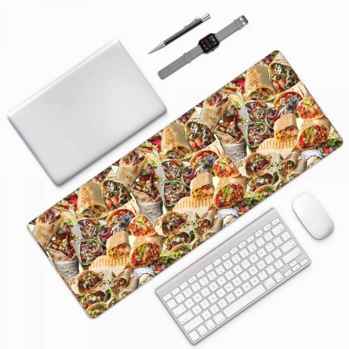 Kebab Fresh Ingredients Large Mouse Pad Computer Keyboard Mouse Mat Gaming PC Laptop Desk Mat Office Accessories Table Mats