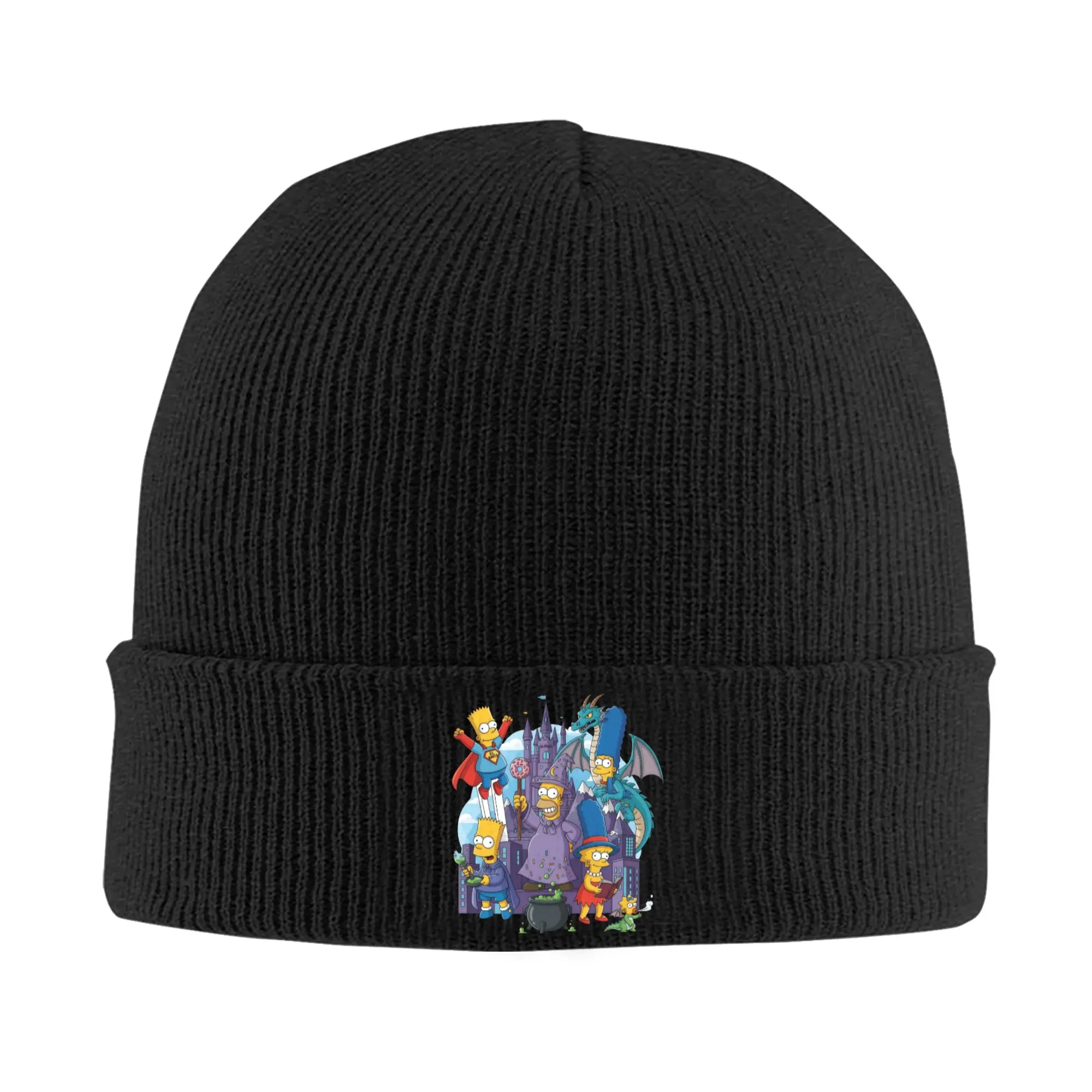 Cartoon S-Simpsons Halloween Knitted Hat Women's Men's Beanies Winter Hat  Hip Hop Melon Cap
