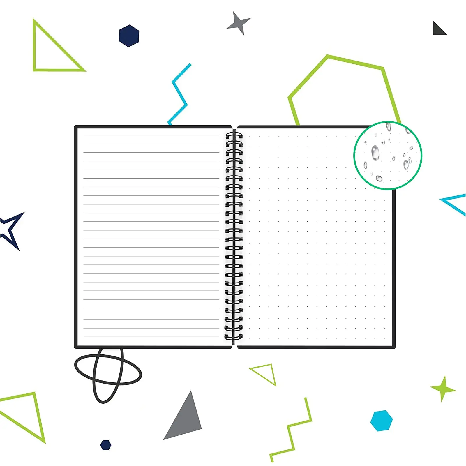 A6 Reusable Smart Notebook Digital Notepad Lined Dotted with Erasable Pen and Wipe for Sketch Cloud Storage and Reuse Endlessly