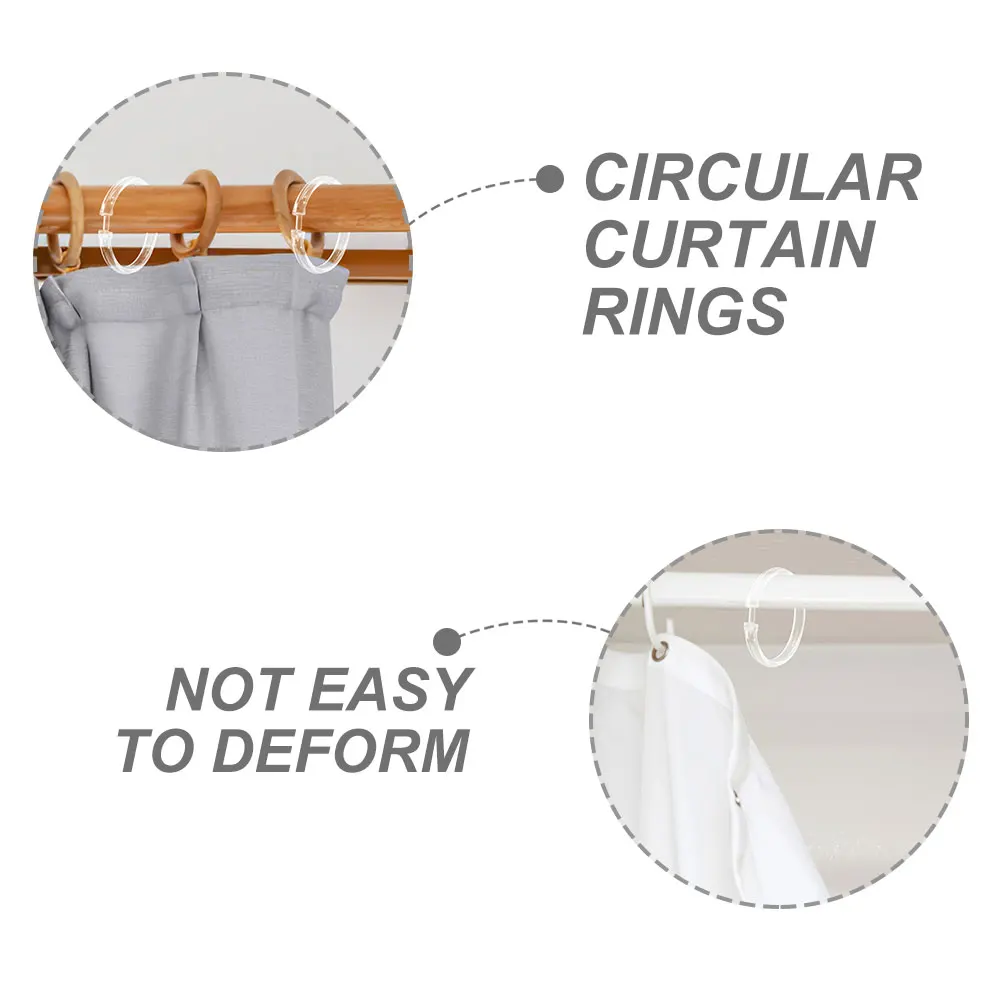 

10pcs Shower Curtain Rings Snap Closure Round Acrylic Curtain Hanging Rings For Bathroom Circular Rod Clips Replacement