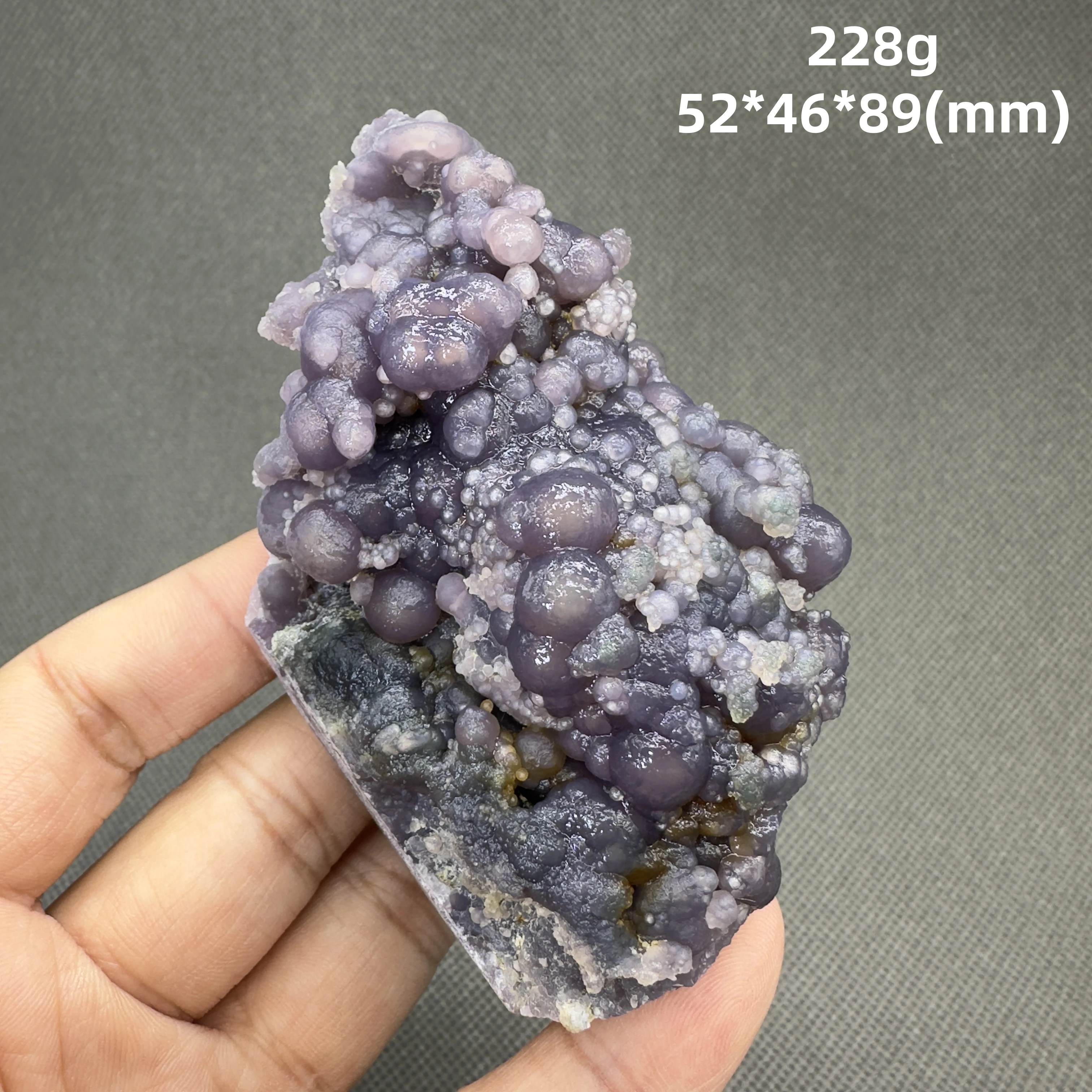 Natural grape agate mineral specimen + healing quartz crystals and stones rock gemstone