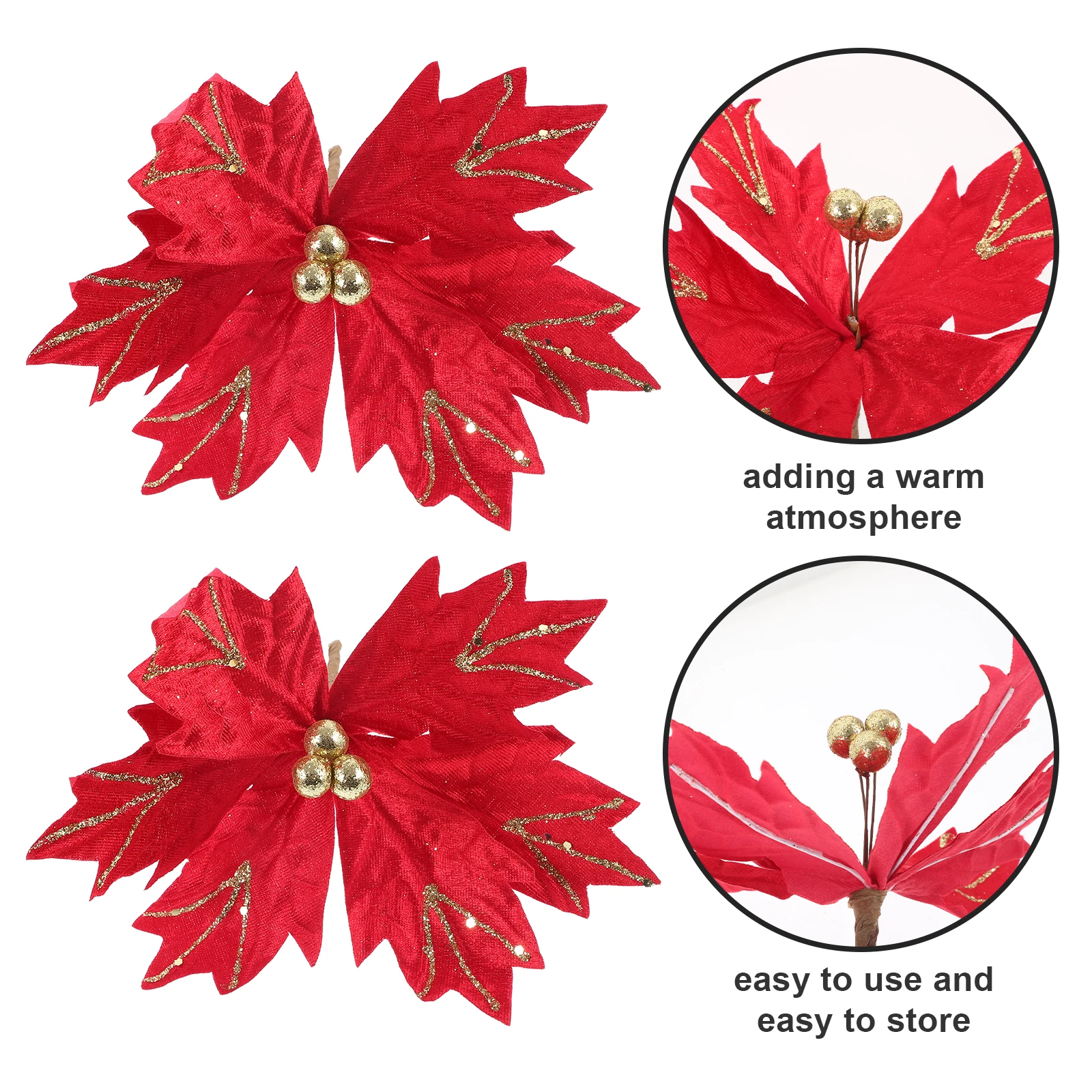 

4 Pcs Christmas Flower Decorations Holiday Flowers Artificial for Garlands Mini Crafts Ornaments Arrangement Decorative