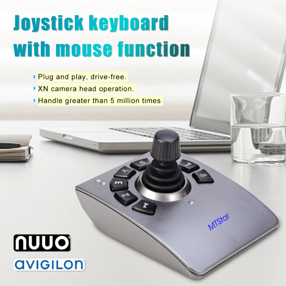 3-axis Hall Effect USB Joystick Keyboard Controller for PTZ Camera Video Surveillance Software Window 8--10 Management Nuuo