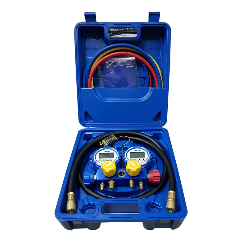 Refrigeration Tools Value 4-way Digital Multigas Manifold Gauge VDG-4-S1 With High Vacuum Hose