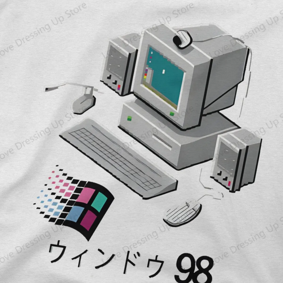 Windows 95 Computer System Accessories Vaporwave Retro T Shirt Graphic Men Tees Summer Clothing COTTON Crewneck TShirt