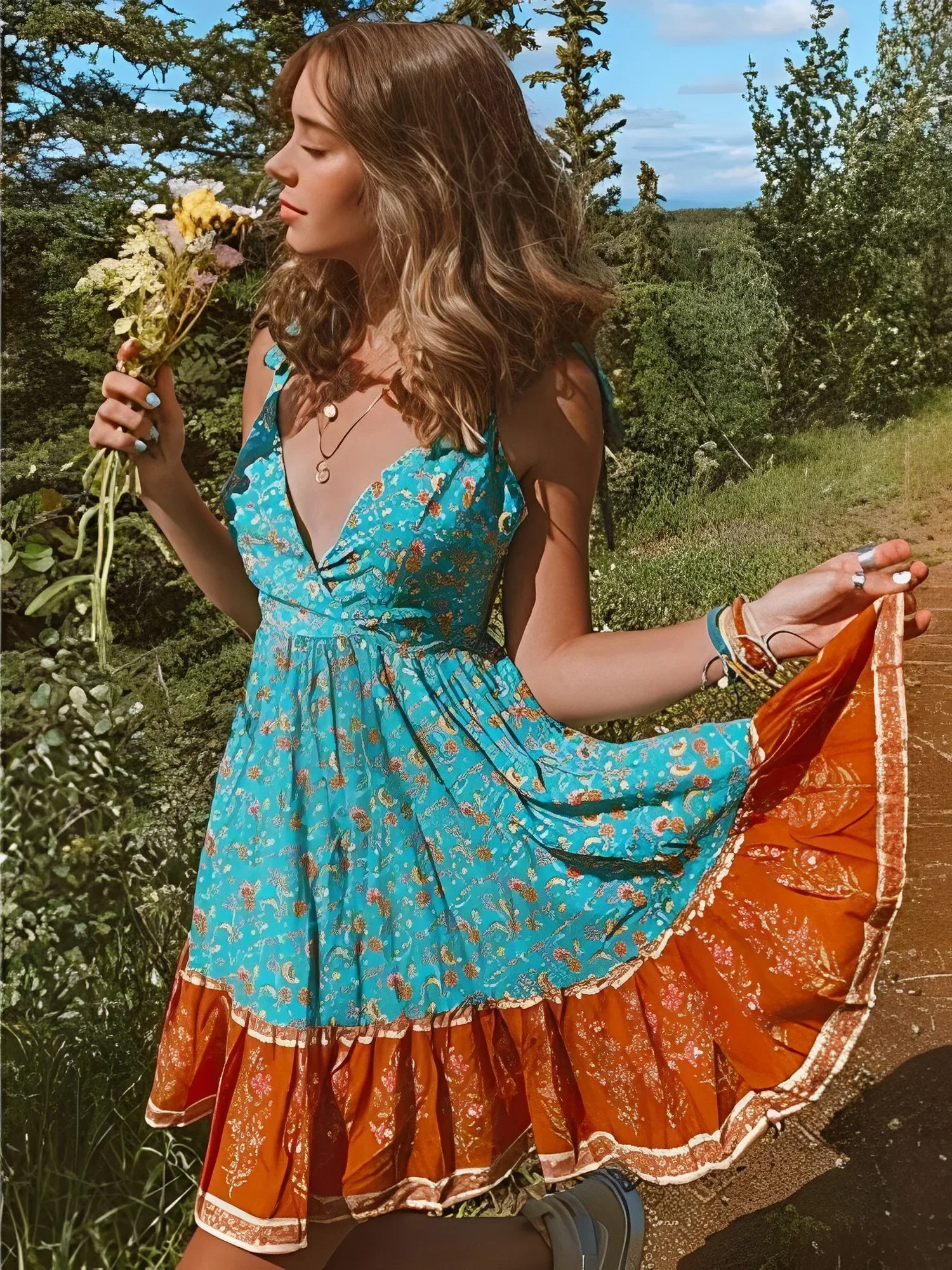 Vintage Chic Women Floral Print Sexy Strap Sleeveless Party Beach Bohemian Dresses Robe Lady Summer Boho Mini Dress Vestidos