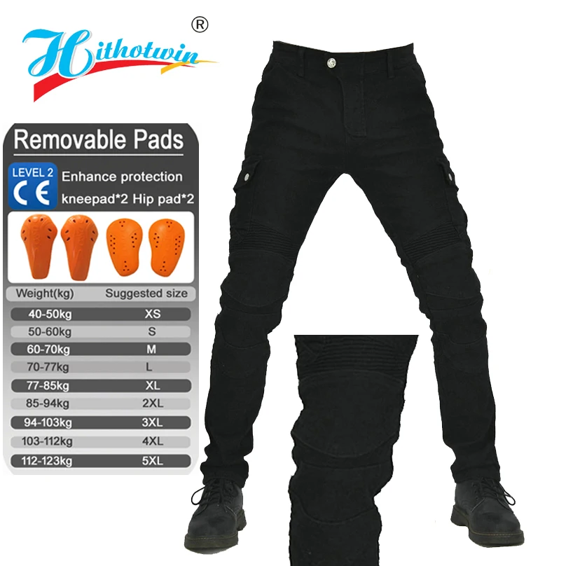 

Mens Motorcycle Jeans Protective Riding Pants Black Motocross Gear for Safety