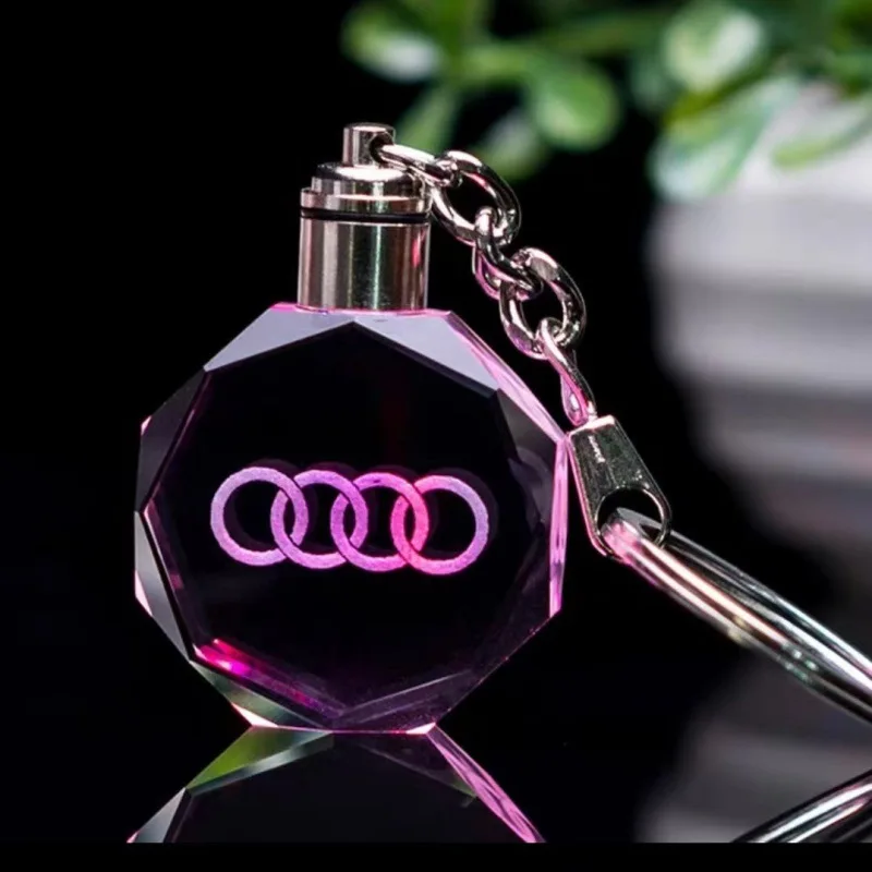 

For Audi A3 A4 A5 A6 A7 A8 A1 A2 Q3 Q5 Q7 S3 S4 S5 S6 Keychain Car LED Keyring Crystal Pendant Key Chain Decoration Accessories