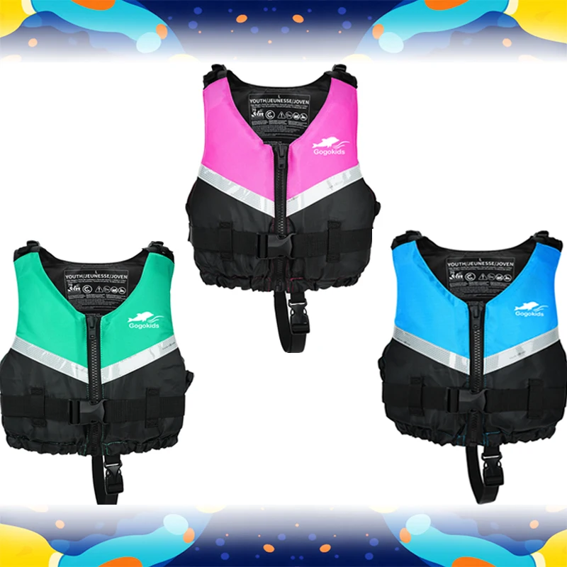 Youth Swim Vest Breathable Adjustable & Lightweight Safety Straps & Buckles Easy-to-spot Colors Swimming Training Kayak Boating