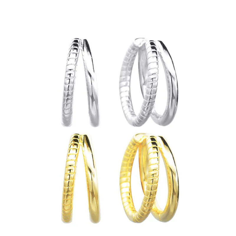 

SHADOWHUNTERS 925 Sterling Silver Double Round Hoop Earrings Simple Snake Skin For Women Wedding Party Statement Huggies Hoops