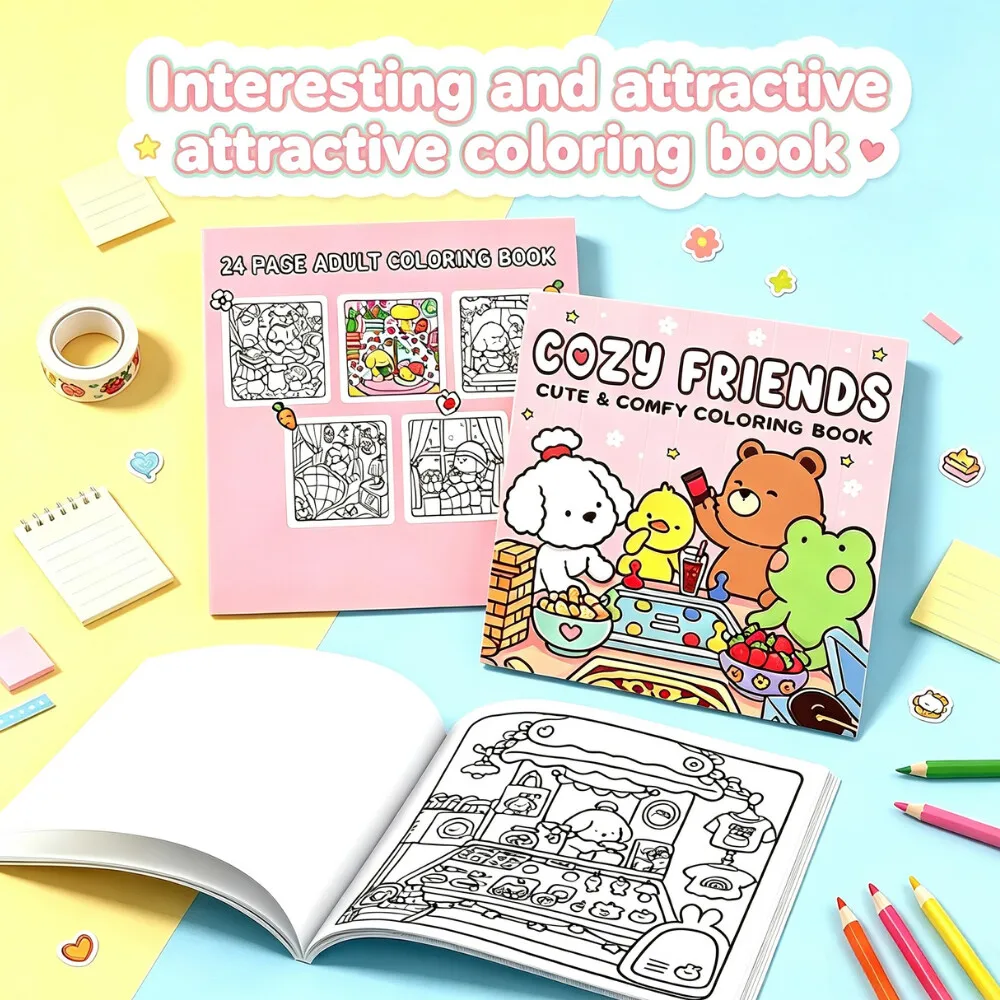 HOT SALE CUTE&COMFY Coloring Books Cozy Atmosphere Relaxing Painting Book for Adults Teens STRESS RELIEF GIRL MOMENTS Xmas Gift