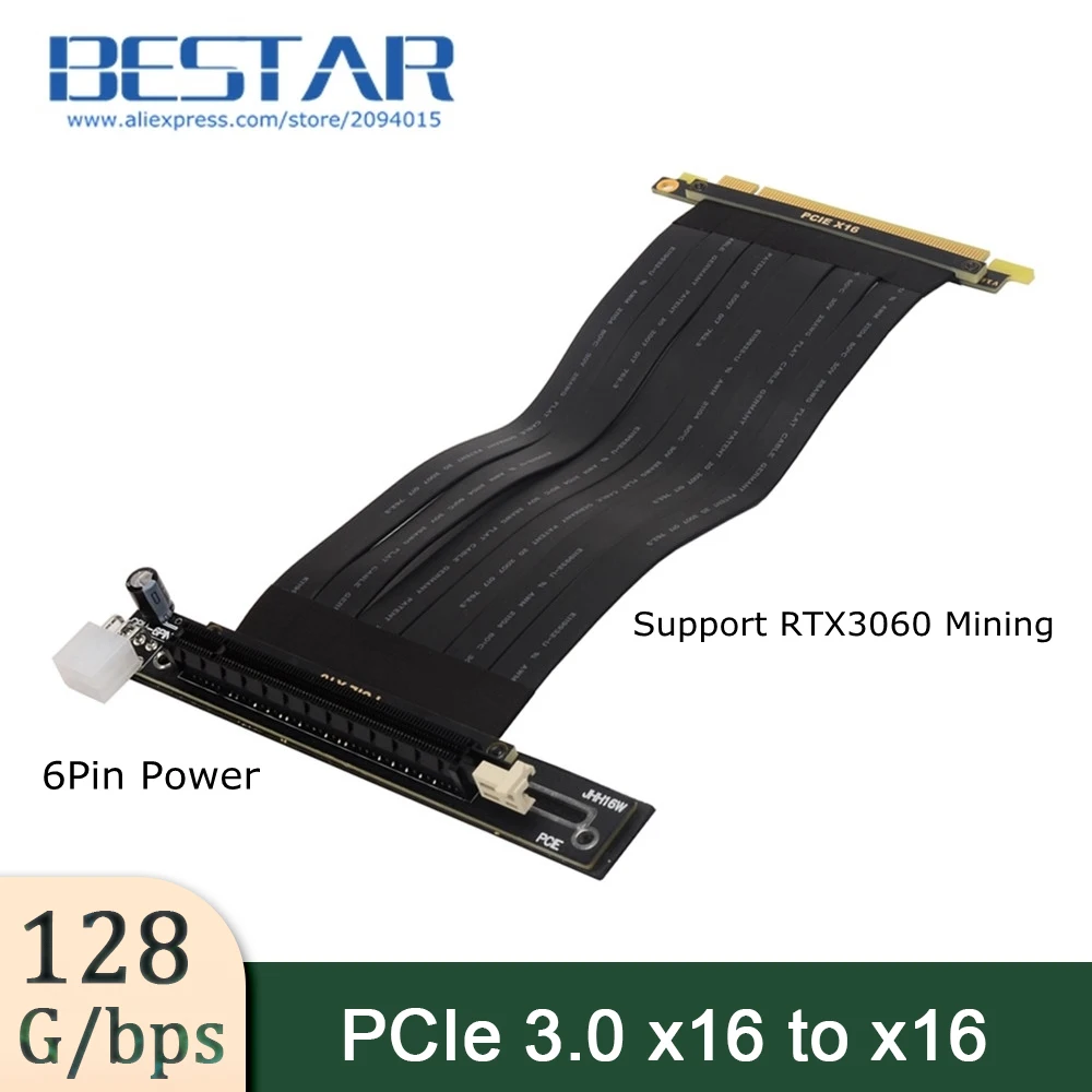 

PCIE X16 to X16 Mining Extension Cable PCI-e 16x Adapter Riser x99 Server RTX3060 Multi-card ETH Miner Stable Large 6Pin Power