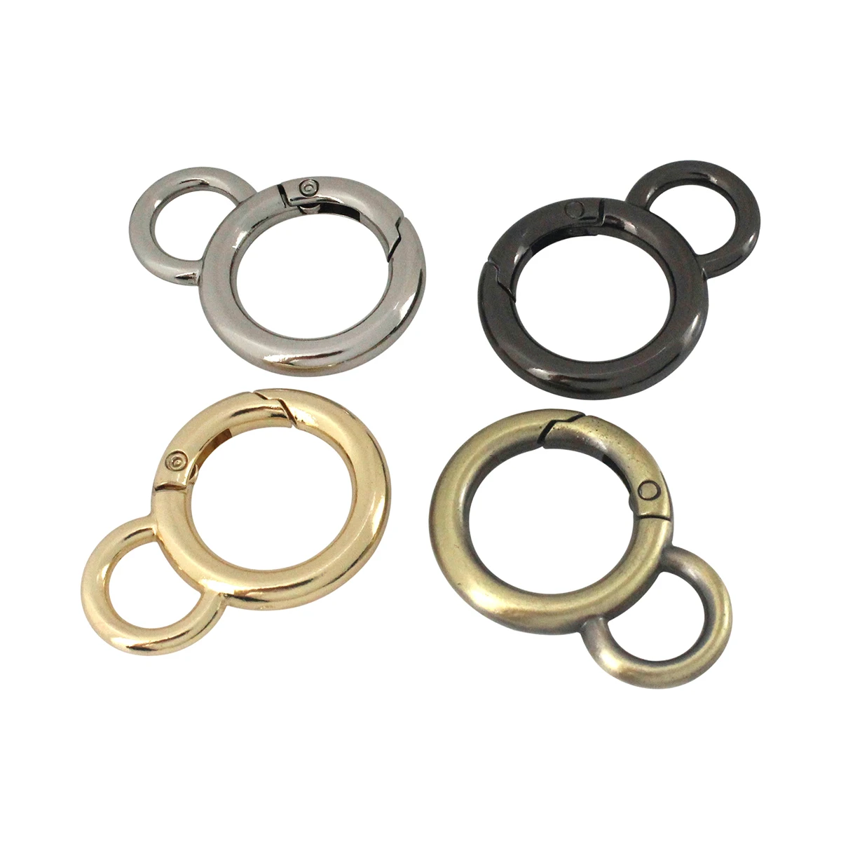 1pcs Double Circle Snap Hook Spring Gate O Ring Trigger Clasps for Leather Craft Bag Strap Belt Connecting Hardware Accessory