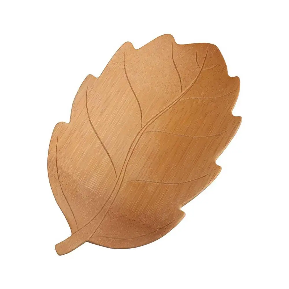 Unique Bamboo Bamboo Lotus Bowl Handmade Small Maple Leaf Plate Unpainted Leaf Shape Chinese Refreshment Plate Dessert