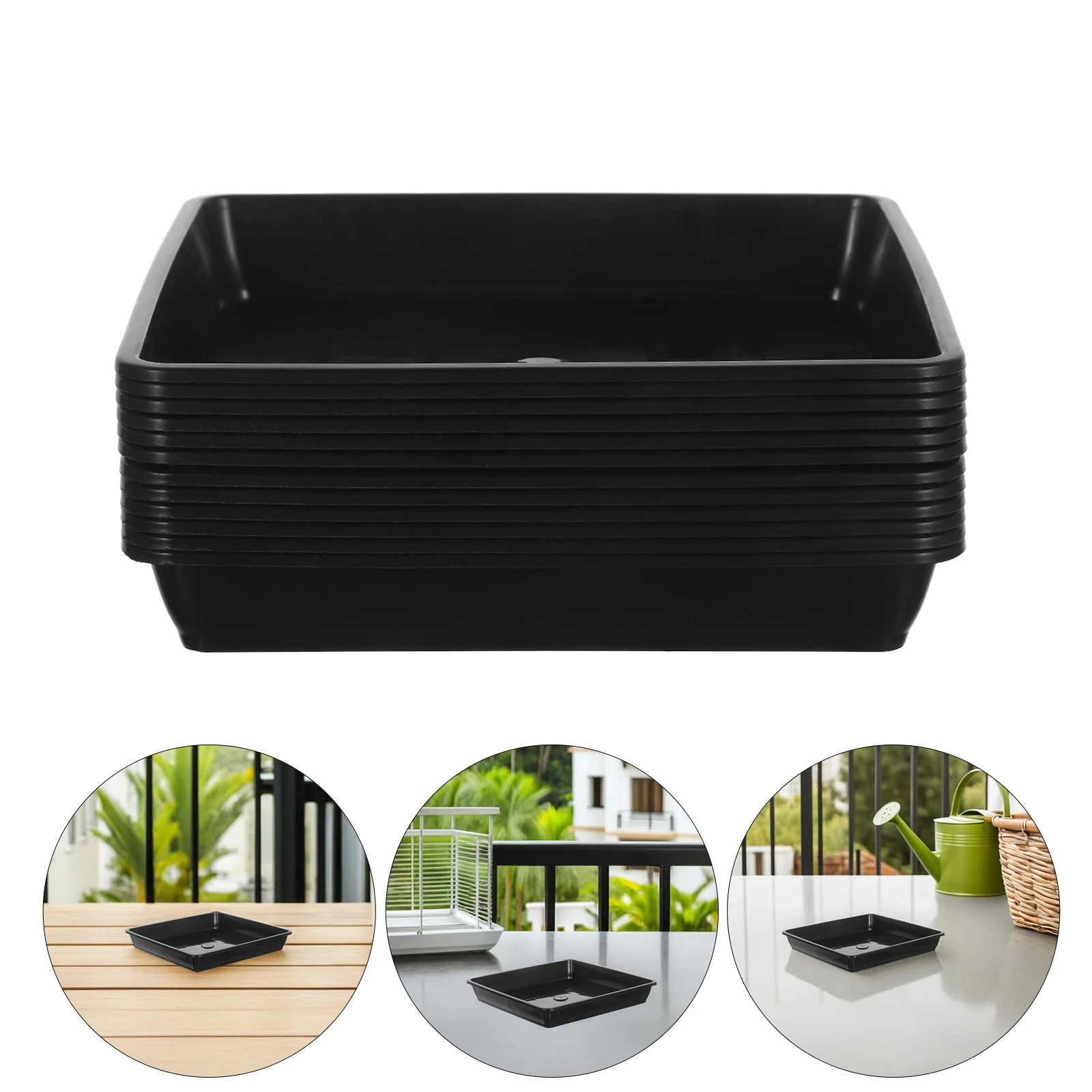 

12 Pcs Flowerpot Trays Square Plant Saucer Mats 150mm Black Garden Drainage Plates Bonsai Holders for Flower