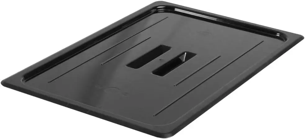 

- Full Size Solid Polycarbonate Handled Food Pan Lid Black Color- Food Storage Container Cover Restaurant Commercial Hot