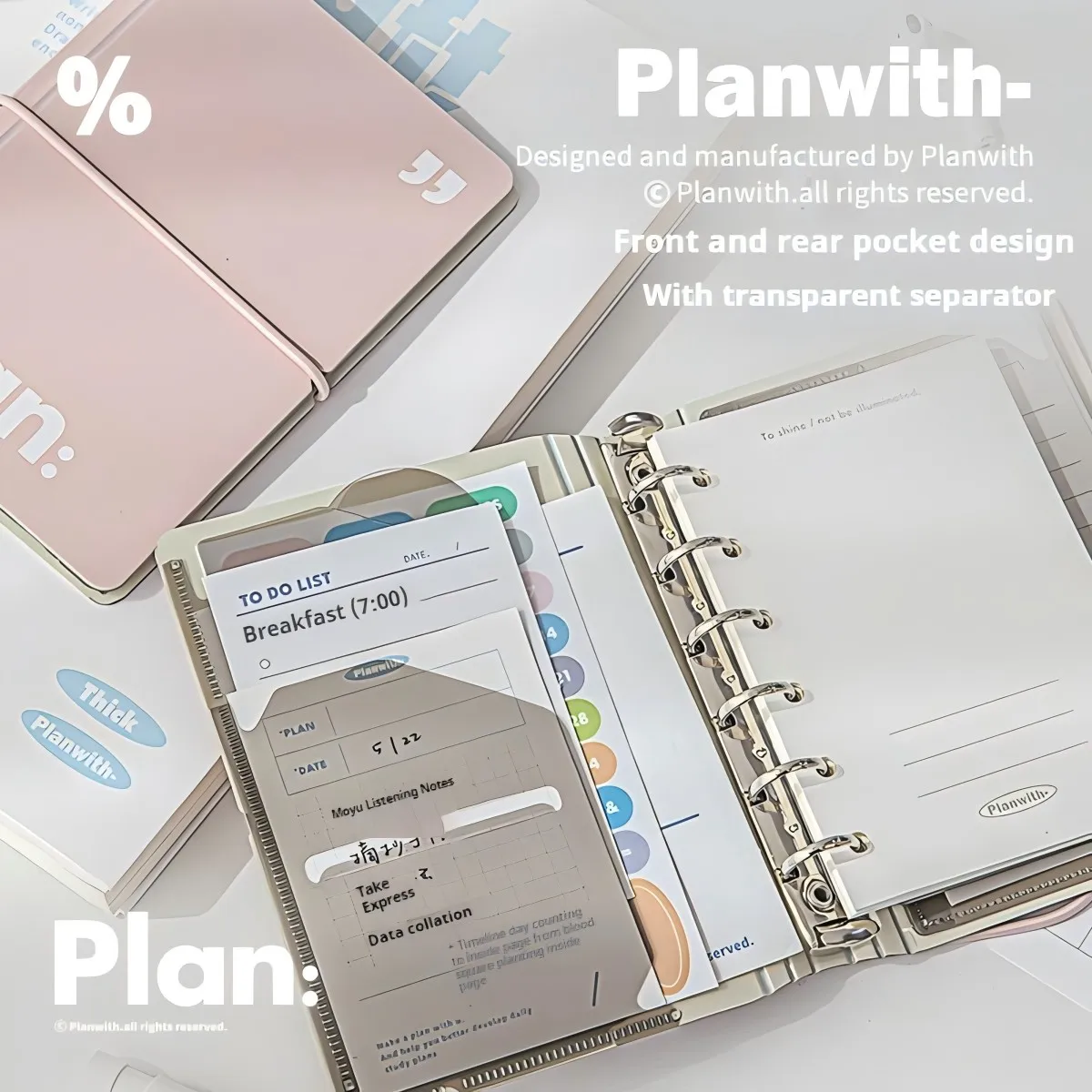 A7 Mini Notebook - 44 Sheet Loose Leaf Scrapbook Planner - Portable 6-Ring Binder for Students & Professionals