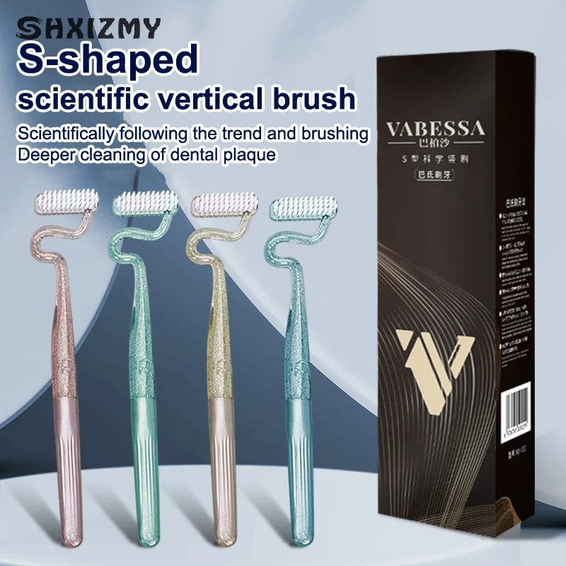 S-Shape Toothbrush S Shaped Curved Cleaning Brush Creative S-Shaped Dead Angle Brush Beauty Care Tools And Accessories