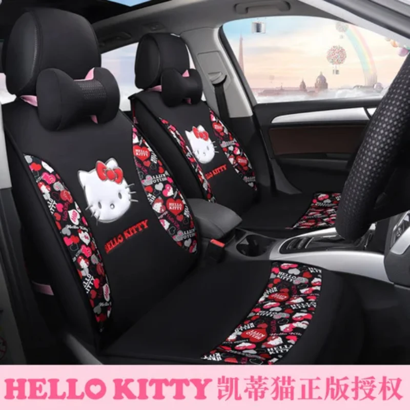 Sanrio Kawaii Hello Kitty Series Car Seat Cushion Plush Car Seat Cover Comfortable Cartoon All-inclusive Gift for All Seasons