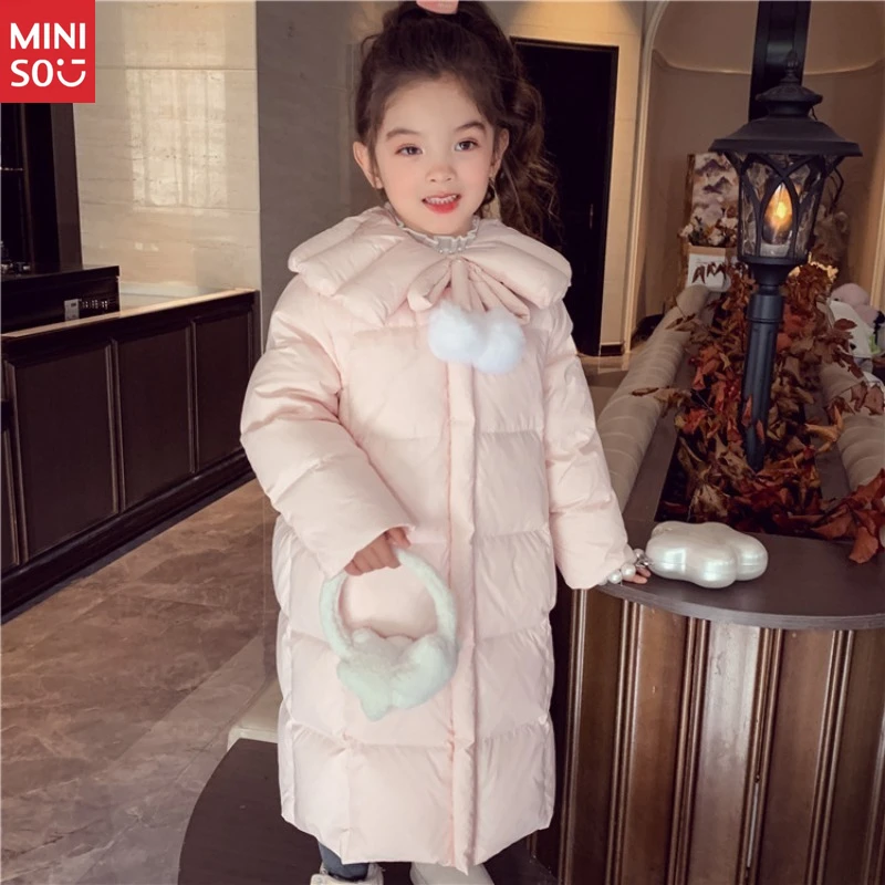 

Miniso Long Puffer Coat for Girls: Snuggly Knee-Length Winter Jacket, Thick & Warm Coat for Toddlers and Kids