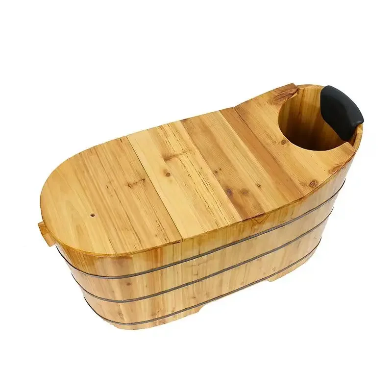 Solid wood bath bucket Wooden bathtub Beauty salon Adult household medicine bath full body adult bath bucket Wooden bucket