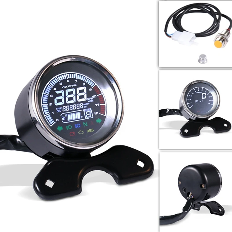 Universal Motorcycle Digital Meter Assembly Speedometer Odometer LCD Meter Multi-Functional Gauges Instrument