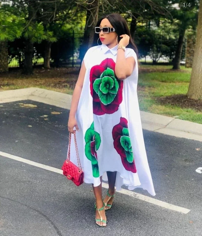 

African Maxi Dresses For Women 2021 New Summer Print Dress Plus Size Boubou Nigerian Fashion Ankara Robes Party Clothing