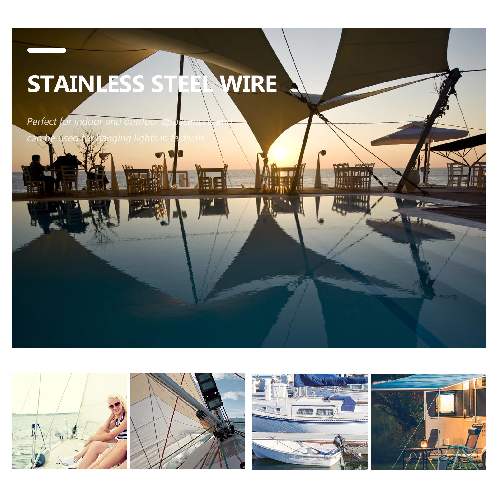 3pcs Versatile Stainless Steel Cable For Sun Shade Sail Setup And Outdoor Projects