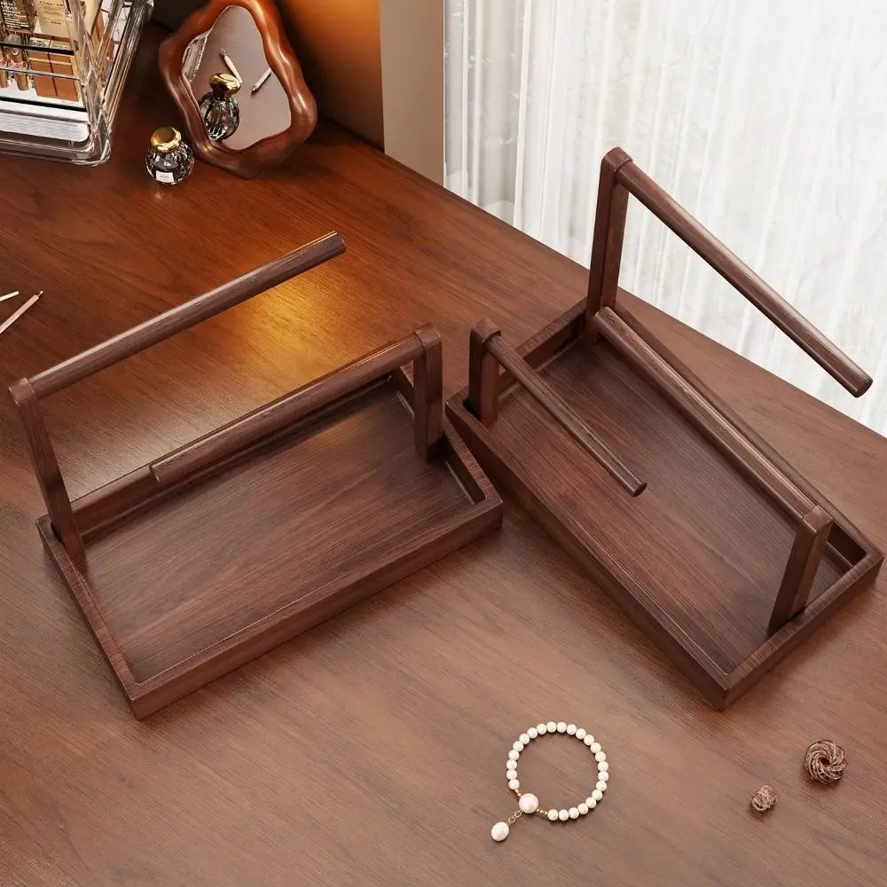 Solid Wood Jewelry Stand Large Size Retro Style Ring Earring Necklace Display Wooden Material With Hook Jewelry Display Stand