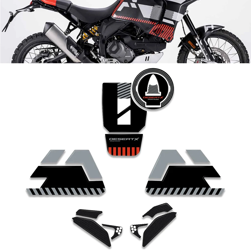 

For Ducati Desert X Desert X RR 22 Accessories 2023 Desert X Stickers Motorcycle 3D Gel Epoxy Sticker Tank Pad Protection