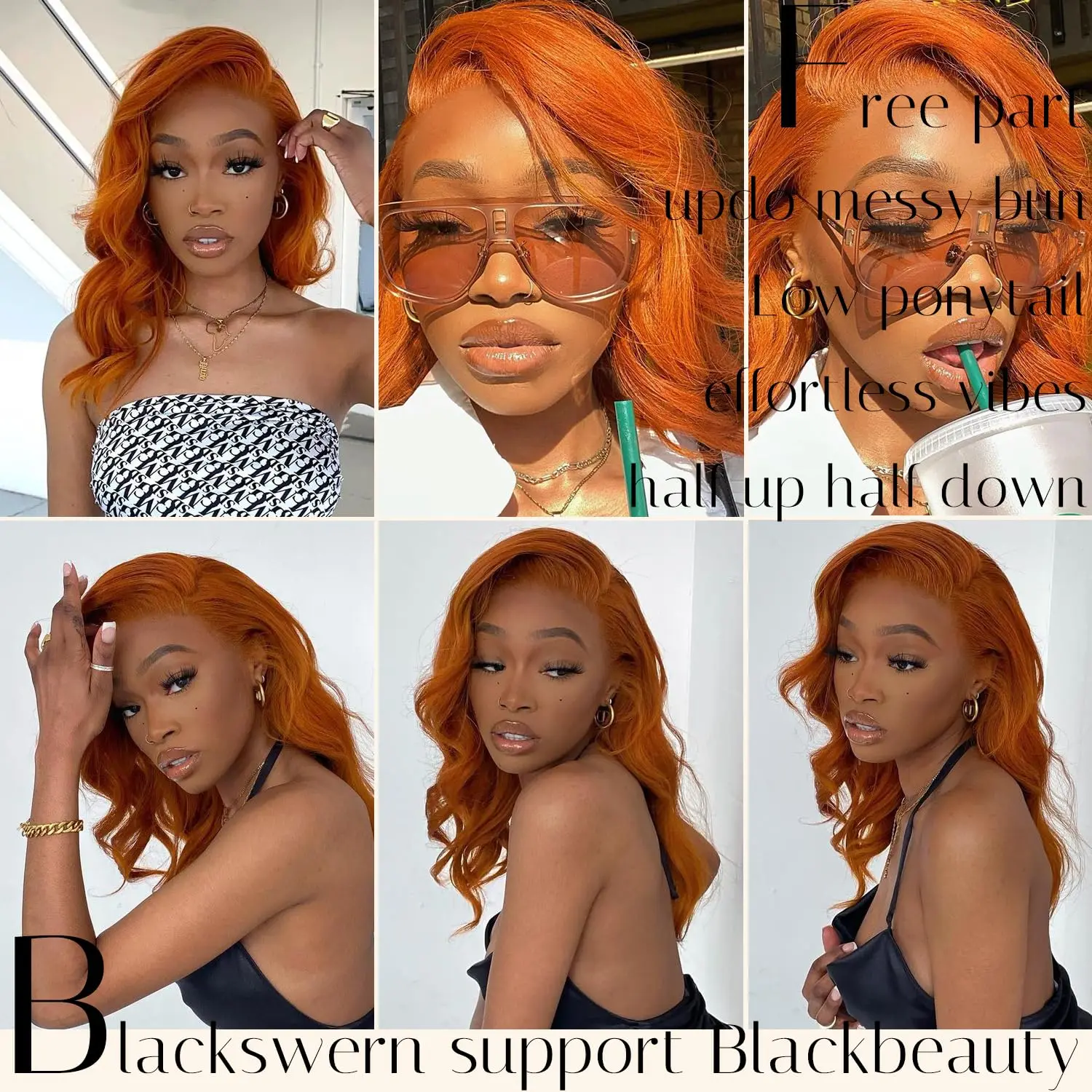 200 Gęstość Ginger Orange Body Wave Bob 13x4 Lace Front Human Hair Peruki Dla Czarnych Kobiet Ludzkie Włosy Pomarańczowy Imbir Krótka Peruka Bob