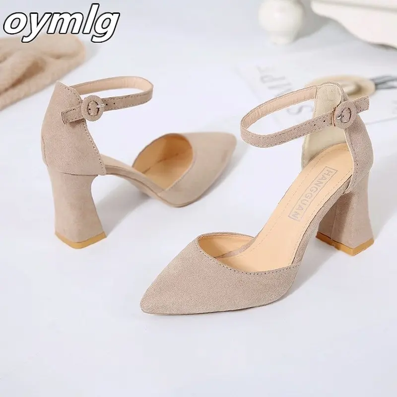 Spring summer new 2020 fine with single shoes shallow mouth ladies pointed sandals women fashion comfortable high heels