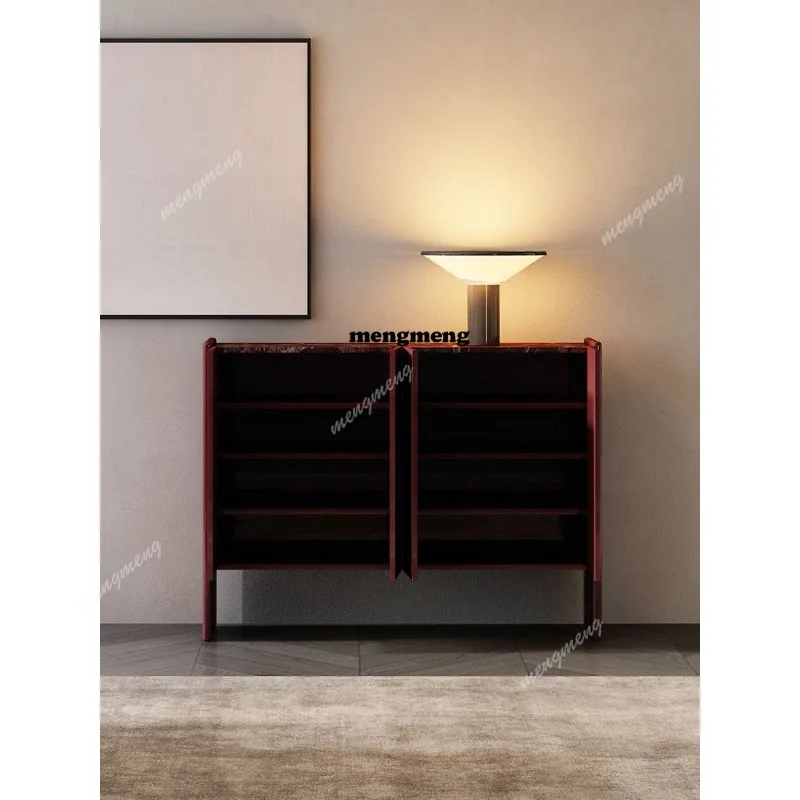 

Minimalist solid wood shoe cabinet light luxury high-end secret cabinet villa living room wall storage cabinet