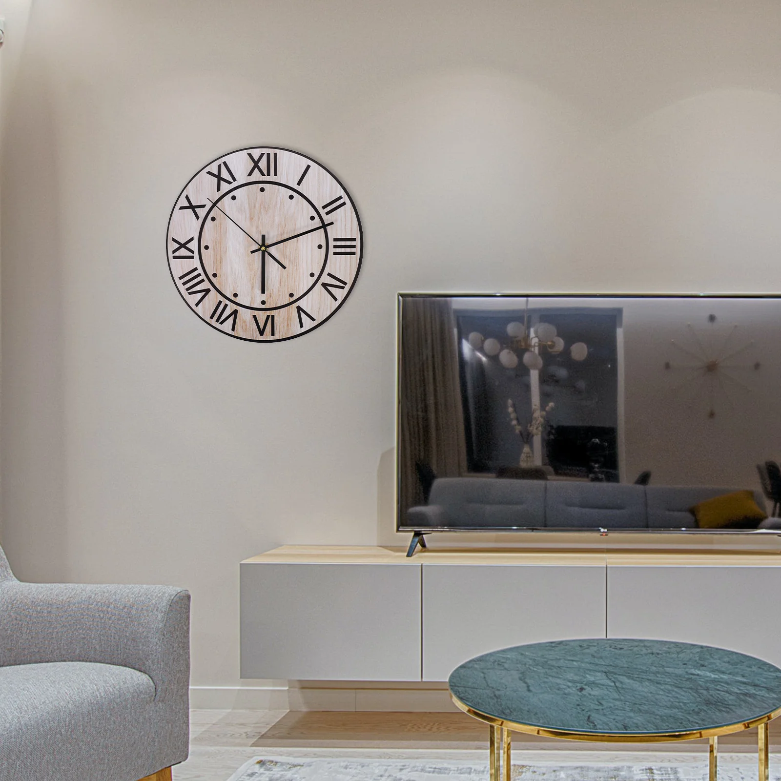 

Vintage Wooden Silent Wall Clock Round Hanging Rustic Decorative Wood Grain Clock Kitchen Living Room Farmhouse