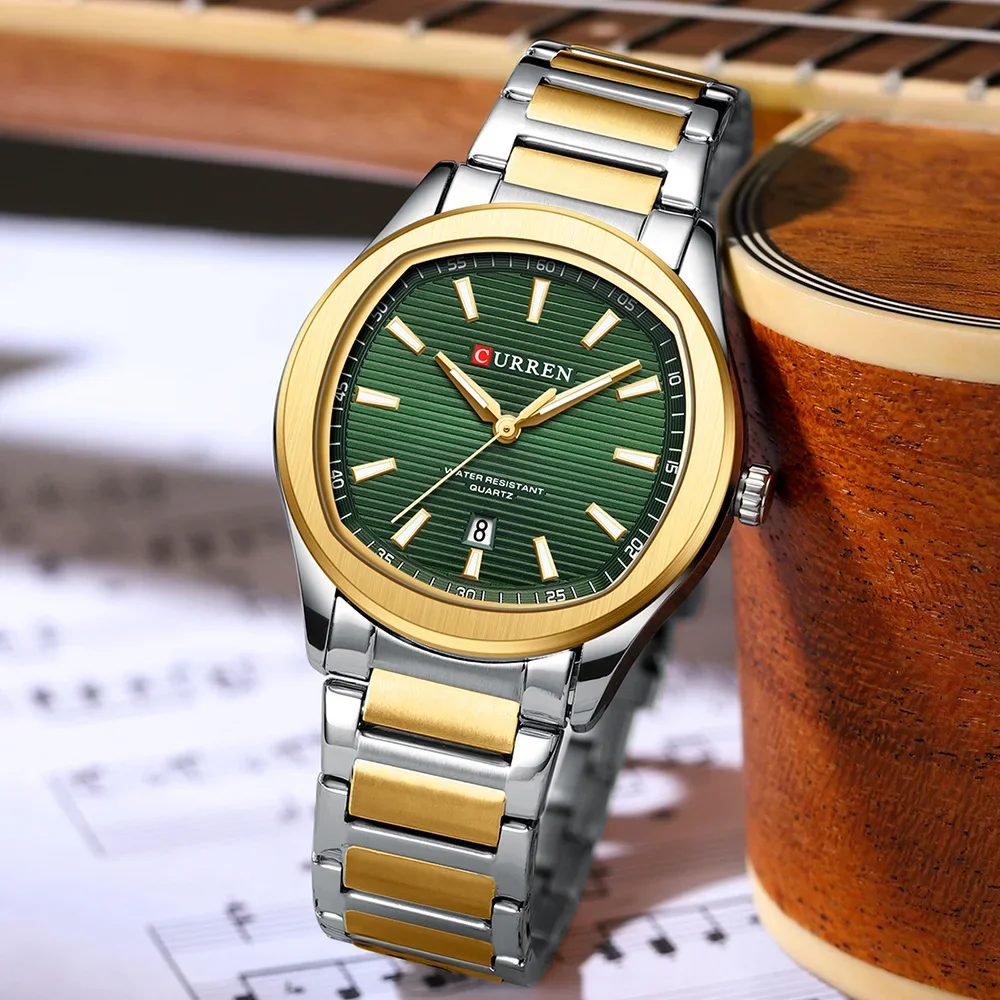 CURREN Relógio para Homens Original Quartz Moda Relógio de Pulso Banda de Aço Inoxidável com Data Relógio Presente Reloj Hombre