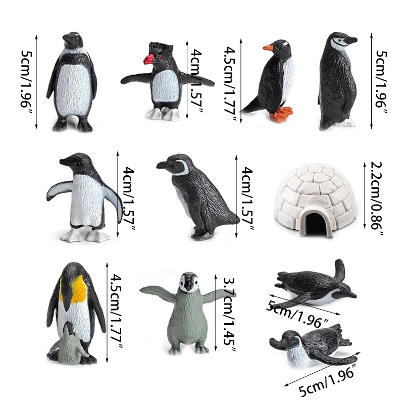 Estatueta brinquedo pinguim oceano animal modelo decorativo réplica hobby coleção cozimento accs sala aula 11 peças