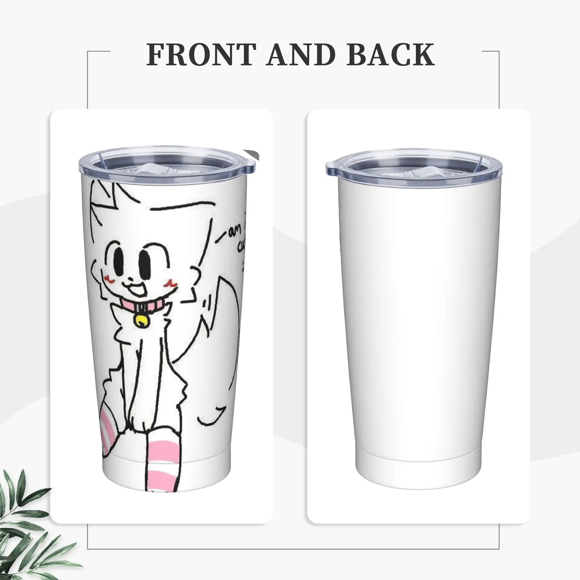 Boykissers Silly Cat Tumbler Vacuum Insulated Cute Cartoon Thermal Cup with Lid Straw Travel Outdoor Mugs Water Bottle, 20oz