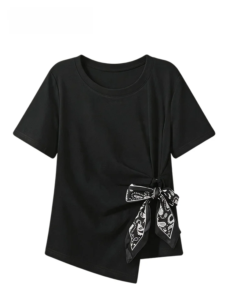 

Cara CLUB plus Size Women's T-Shirt Short Sleeve round Neck Asymmetrical Shoulder Casual Style Spring Fashion for Plump Sister