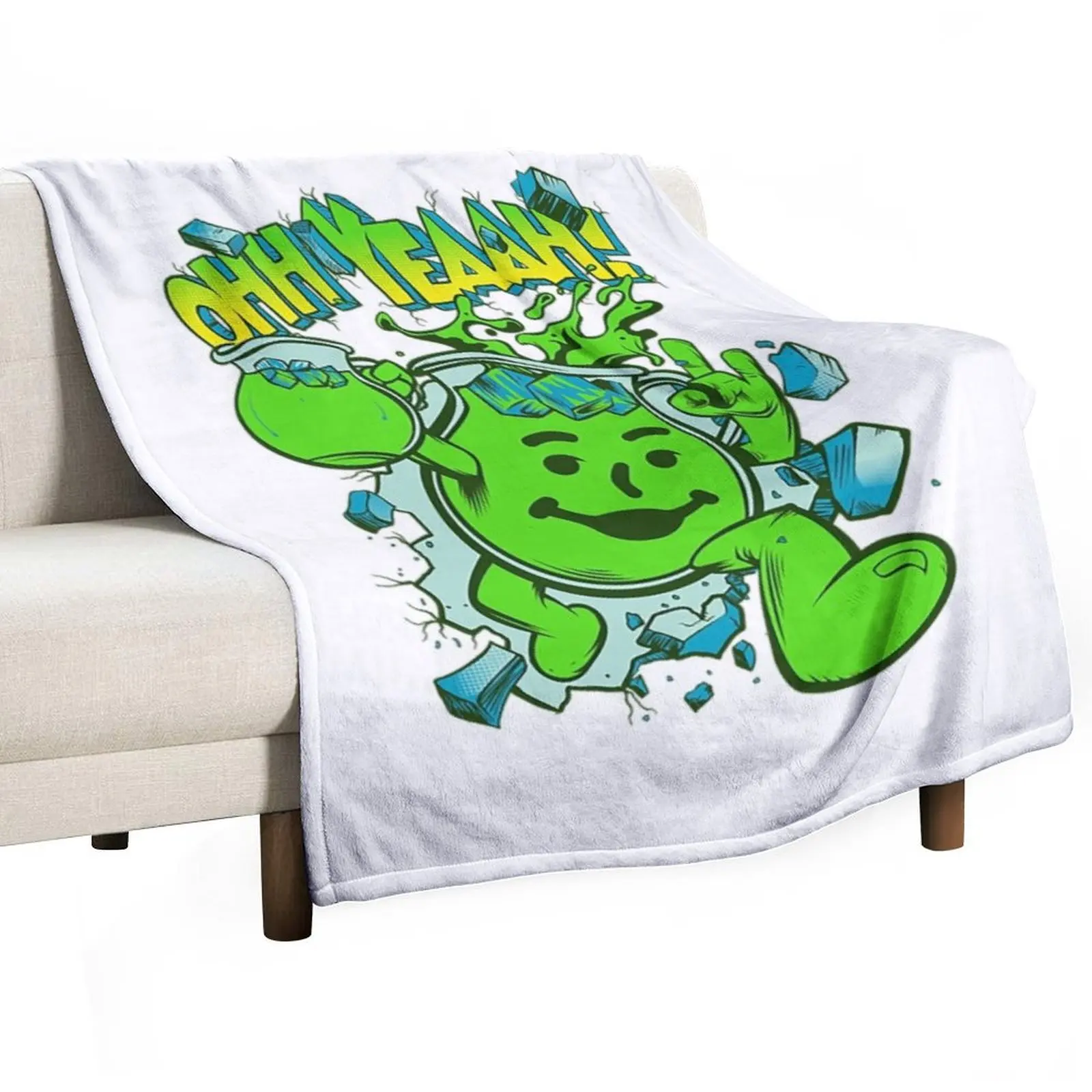 

OHH YEAH! Kool Aid Man Lime Throw Blanket Warm Flannel Blanket for Couch Chair Bedroom