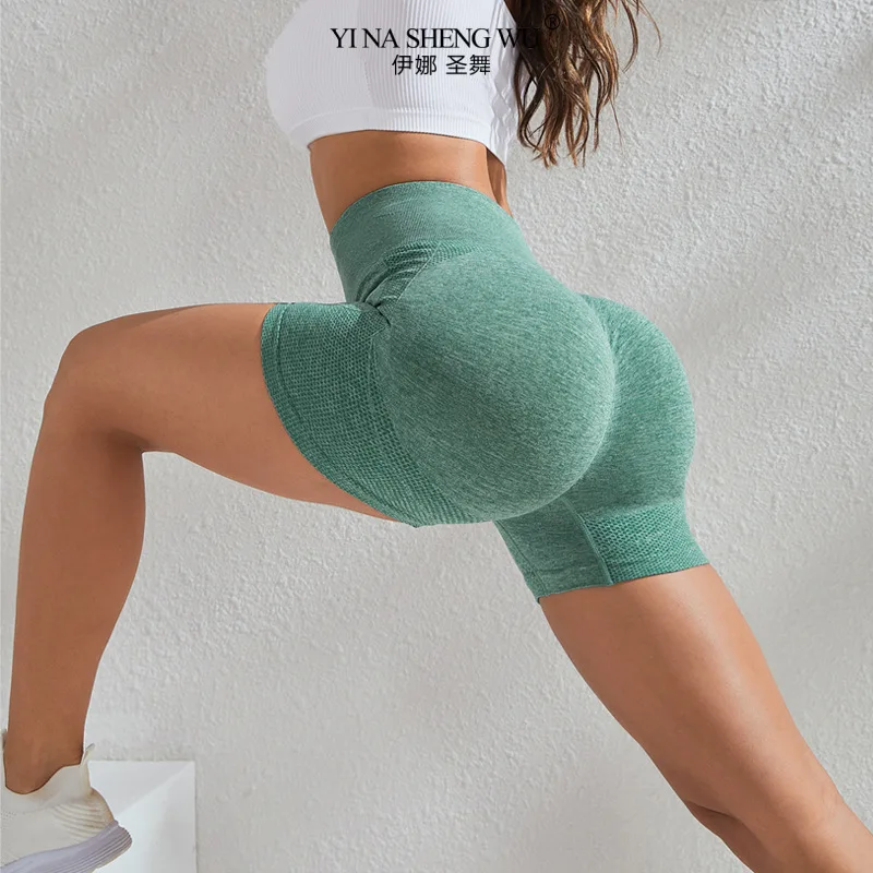 Spandex jednolite bezszwowe szorty damskie miękkie spodnie treningowe stroje Fitness spodnie do jogi stroje gimnastyczne wysoki stan Push Up