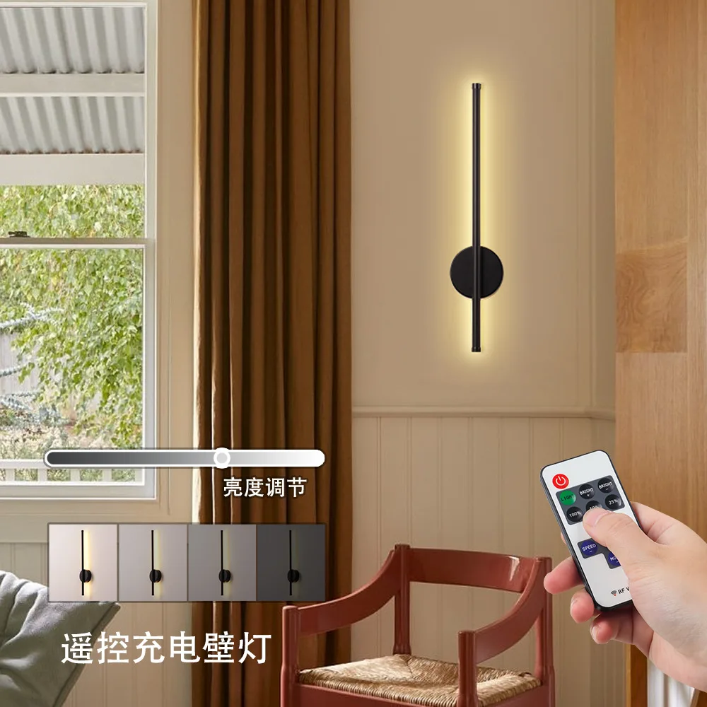 

Rechargeable Wall Light 50cm/80cm Wireless LED Lamp with Remote Control Bedroom Bedside Lamp Dimming Modern LED Wall Lamp