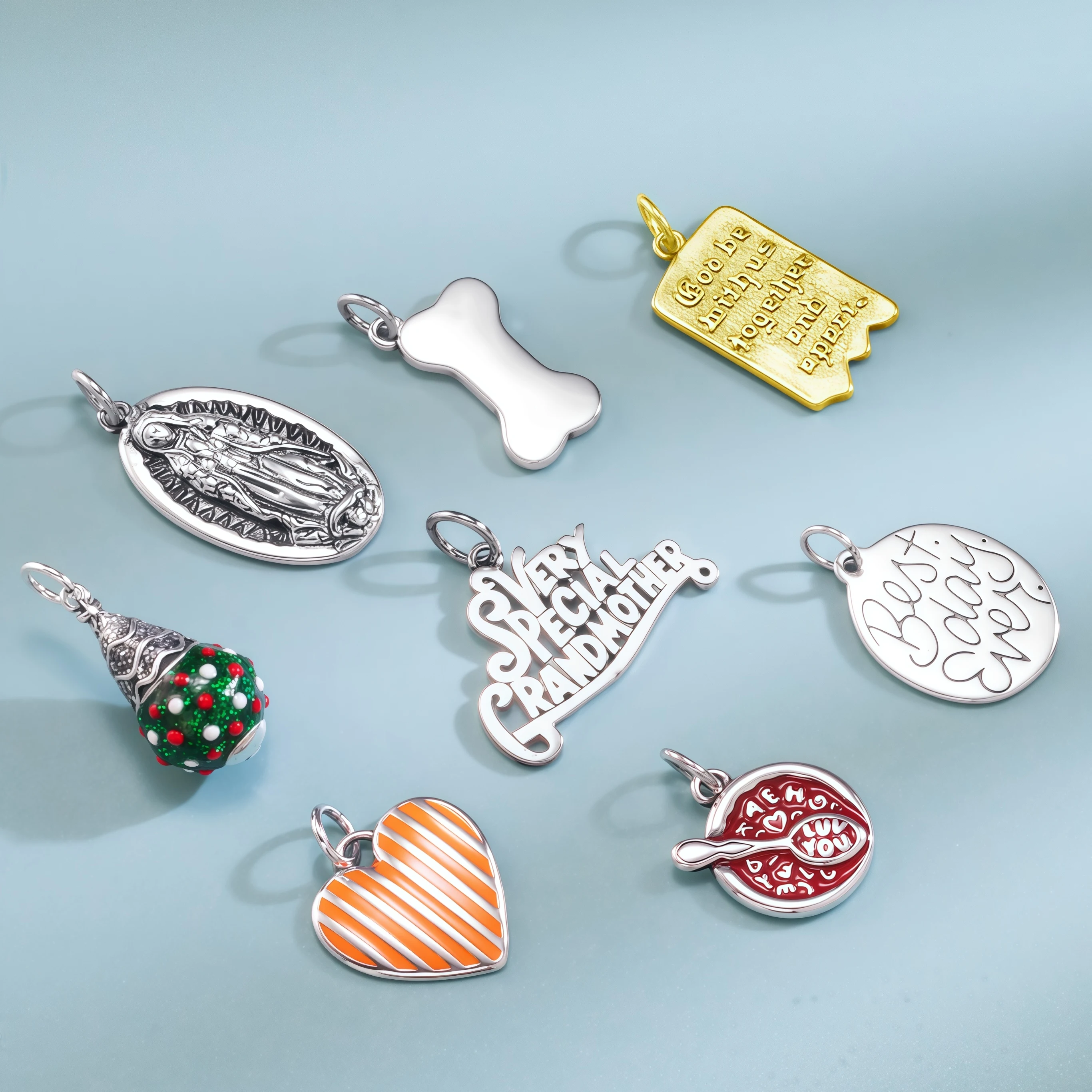 S925 جيمس أفيري ريترو الفضة والمجوهرات تصميم لطيف، DIY سحر قلادة للدين، عظام الحيوانات الأليفة، الجدة، عيد الميلاد، والمزيد