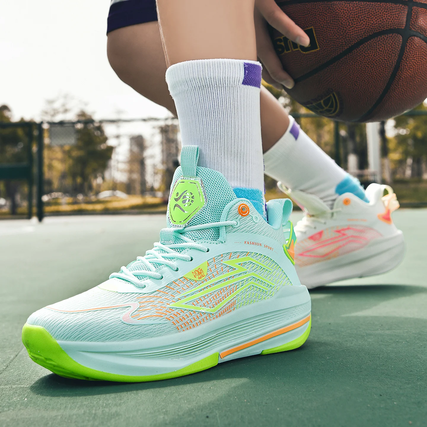Teenagers Breathable Mesh Basketball Sneakers New 2026, High Quality Anti-slip Shock Absorbing Student Practical Sports Shoes