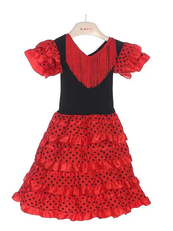 

Костюм для выступлений для девочек: балетная юбка, юбка для фламенко, этническая сценическая одежда, детский традиционный костюм, весенняя мода